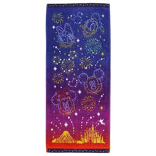 

gaia80 Полотенце для лица «Микки и друзья» [Эксклюзив Токийского Диснейленда] Дизайн «Ночное небо», Фейерверки, Диснеевский мерч, Сувенир