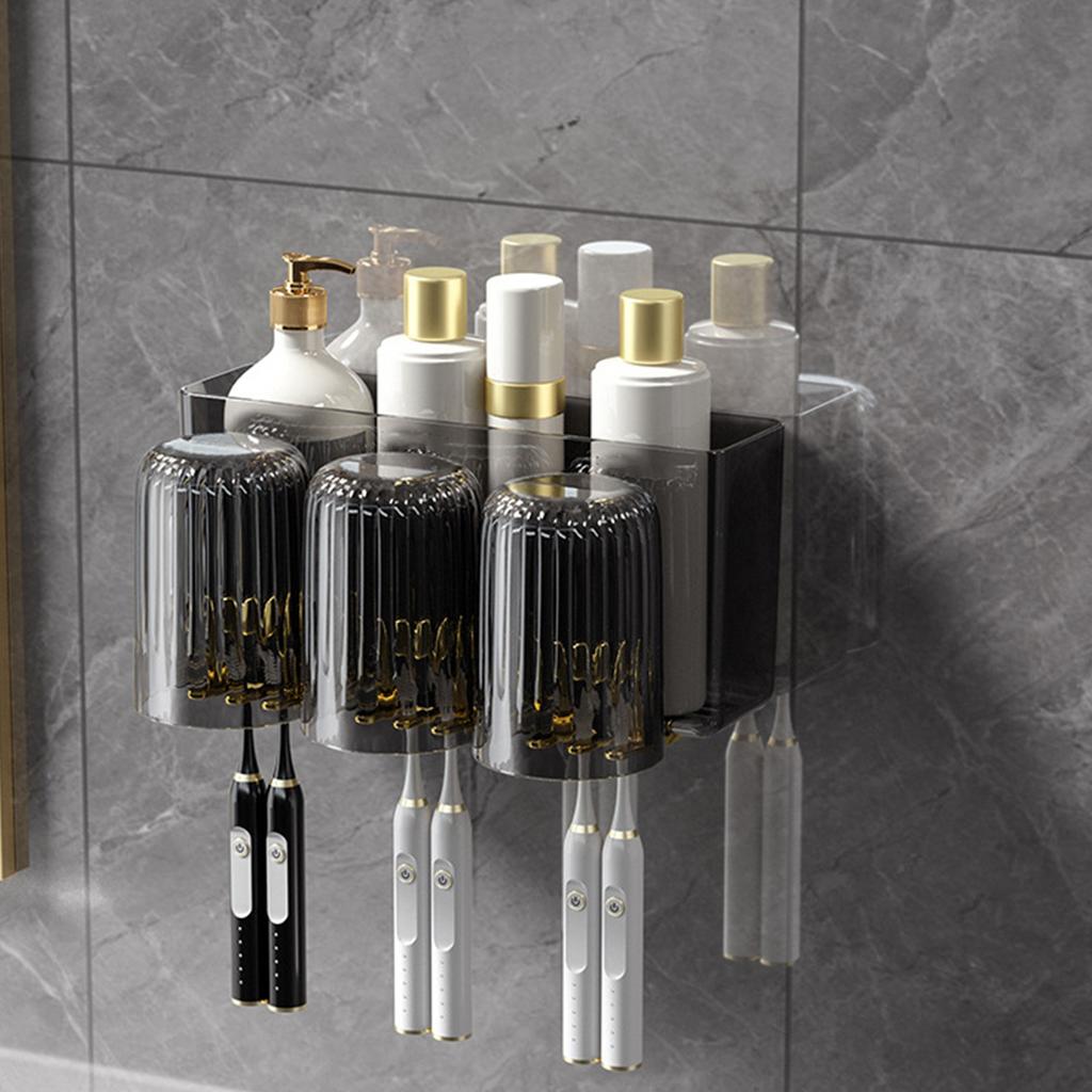 Wall Mounted Toothbrush Storage Organizer Punching Free Hygienic Durable Stylish for Bathroom 3