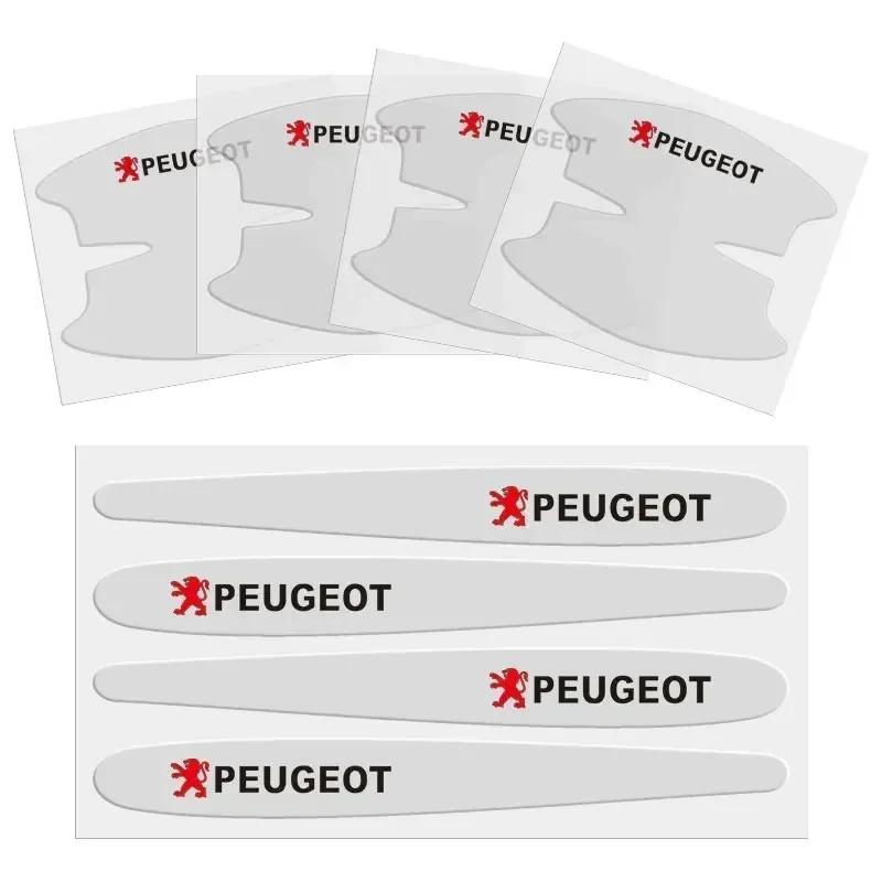 8 Stück Transparente Auto-Türgriff-Aufkleber für Peugeot RCZ 106 207 208 301 307 308 407 508 3008 4008 Türschalen-Schutzaufkleber white