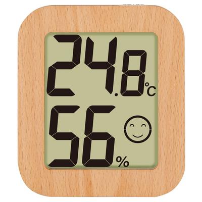 Shinwa Sokutei Digital Thermo-Hygrometer and Environmental Checker, Wooden, Light Brown, 73234
