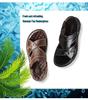 Men's Genuine Leather Casual Sandals - Versatile, Non-Slip, Perforated with Thick Sole for Outdoor & Beach Use