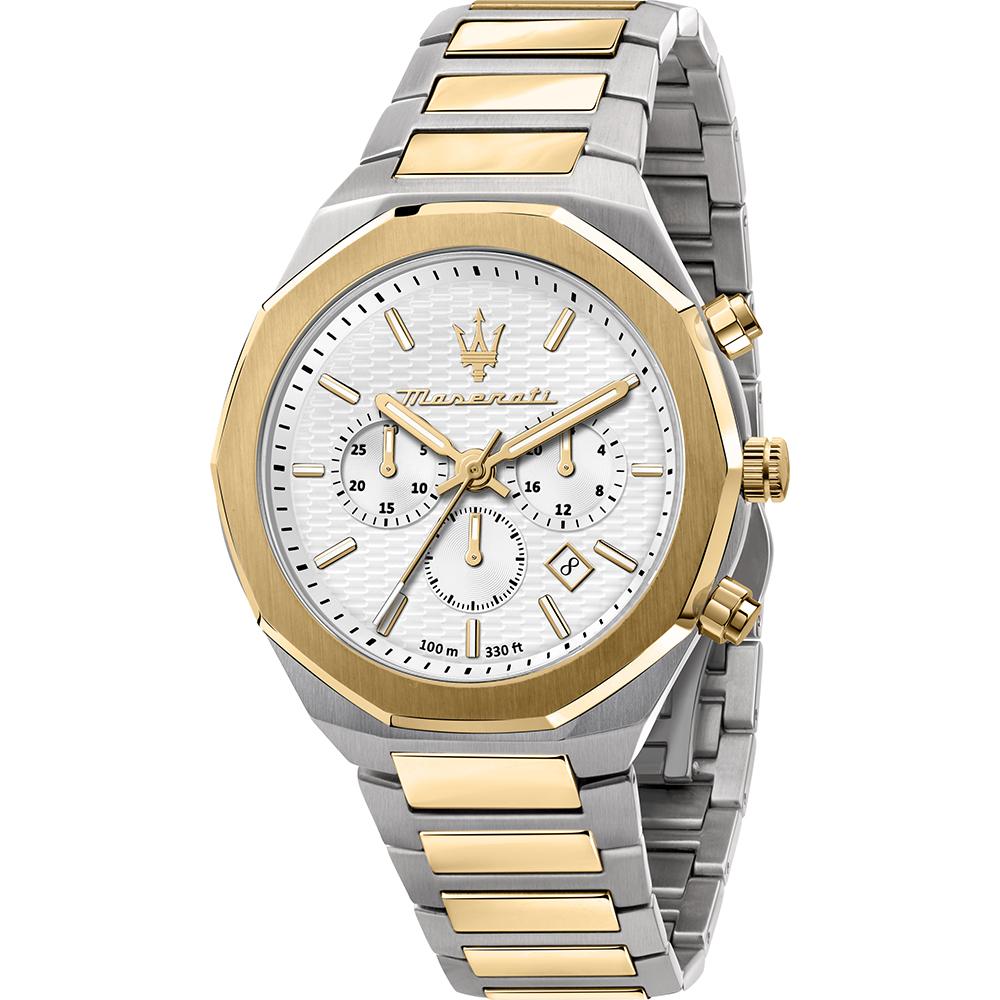 Мужские кварцевые часы-хронограф Maserati Stile White Bicolor R8873642009 белый