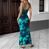 Women's New Summer Resort Style Dress with Hip-covering Hollow Printed Suspender Long Skirt