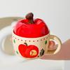 New Year Gift Gifts From Friends Elders Retro Apple Cup with Lid with Spoon Mug Gift Box for Best Friend Birthday Gift