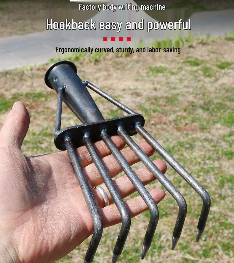 Five-Tooth All-Steel Rake for Beach, Clam Digging, and Gathering Seafood