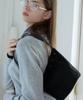 Healiote Eyelet String Synthetic Suede Shoulder Bag_Black