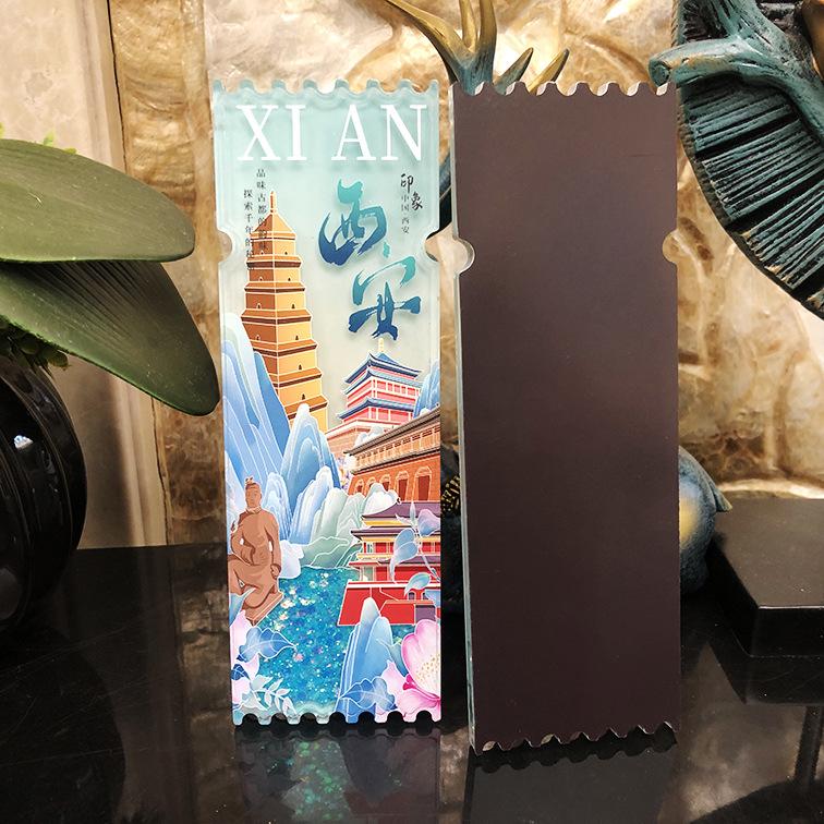 Acrylic Quicksand Scenic Spot Magnet - Suzhou, Nanjing, Kaifeng Souvenir