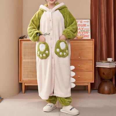 Winter Women Nightgown Nightgown Robe 6XL Plus Size Sleepwear with Pant Thick Warm Flannel Kimono Bathrobe Set Coral Home Cloth