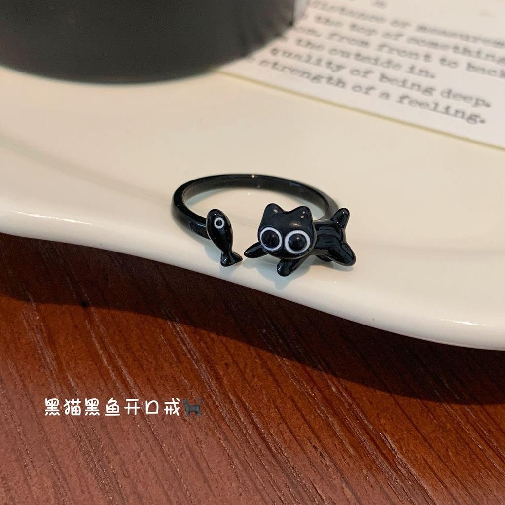 Fashion Cat Funny Personality Ring Charm Cute Style Ring Birthday Party Gift for Friends Exquisite Accessories