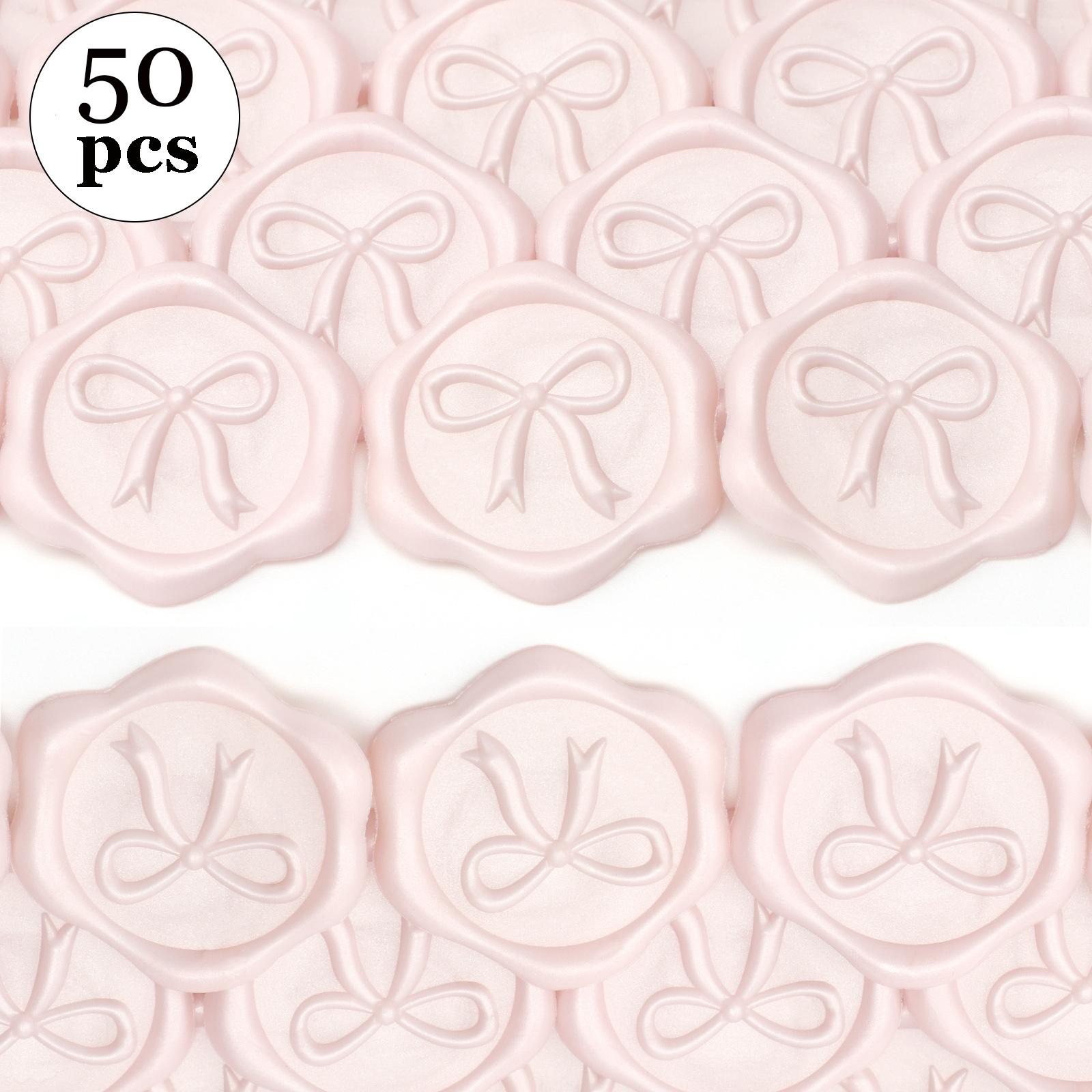 

3D Bow Wax Seal Stickers - 50 Pcs Elegant Self-Adhesive Champagne Seals, for Wedding Invitations, Gift Wrapping Decals,Envelopes