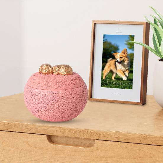 Pet Memorial Urn Moisture-Proof Dog Cat Cremation Urn 350ml Capacity Cement Pet Loss Keepsake Urn for Dogs Cats Bone Ash