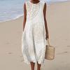Summer European and American women's new sleeveless seaside vacation D printing dress
