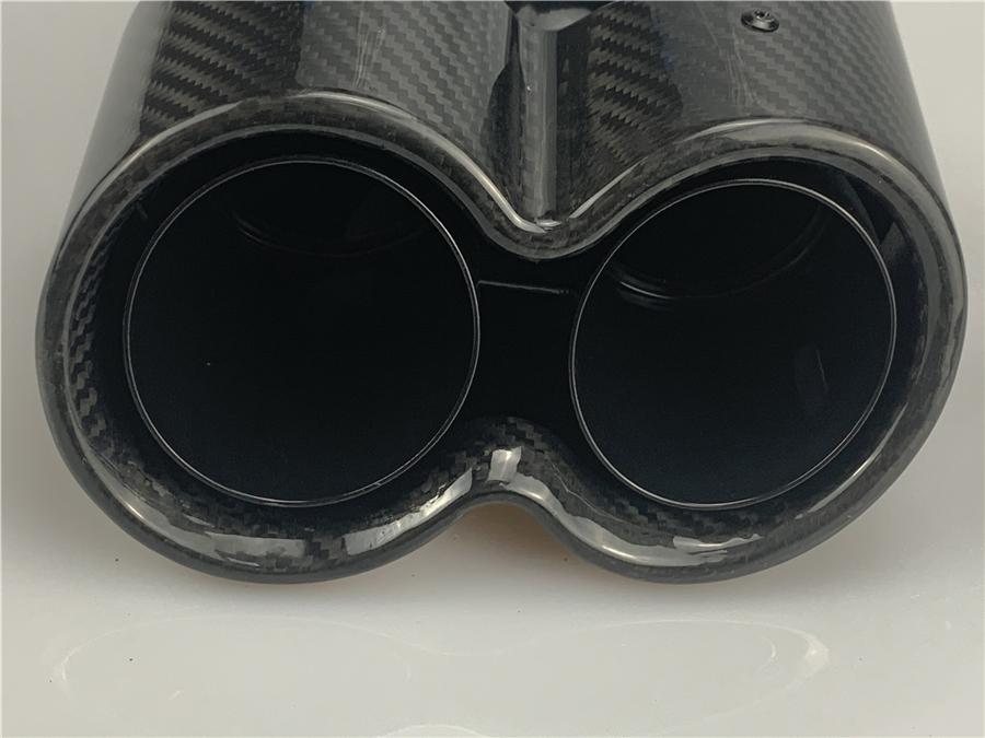 Universal H Style Pair 63mm Inlet 3D Glossy 100% Real Carbon Fiber Car SUV Conjoined Dual Exhaust Pipe Tail Muffler Tip