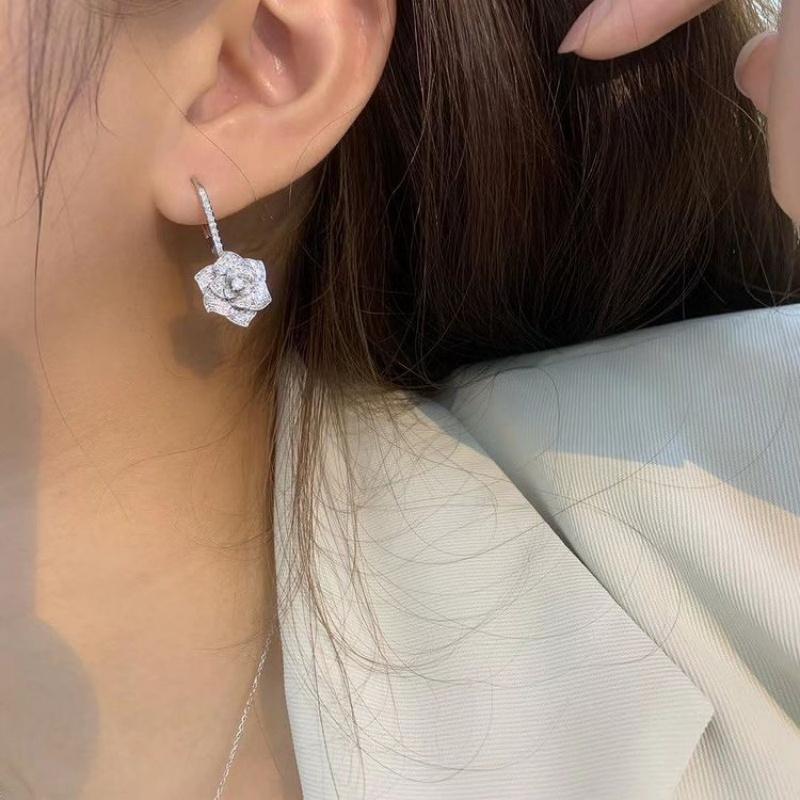 

CAOSHI Two Color Available Rose Flower Shape Dangle Earrings for Women Romantic Jewelry Cubic Zirconia Wedding Party Accessories