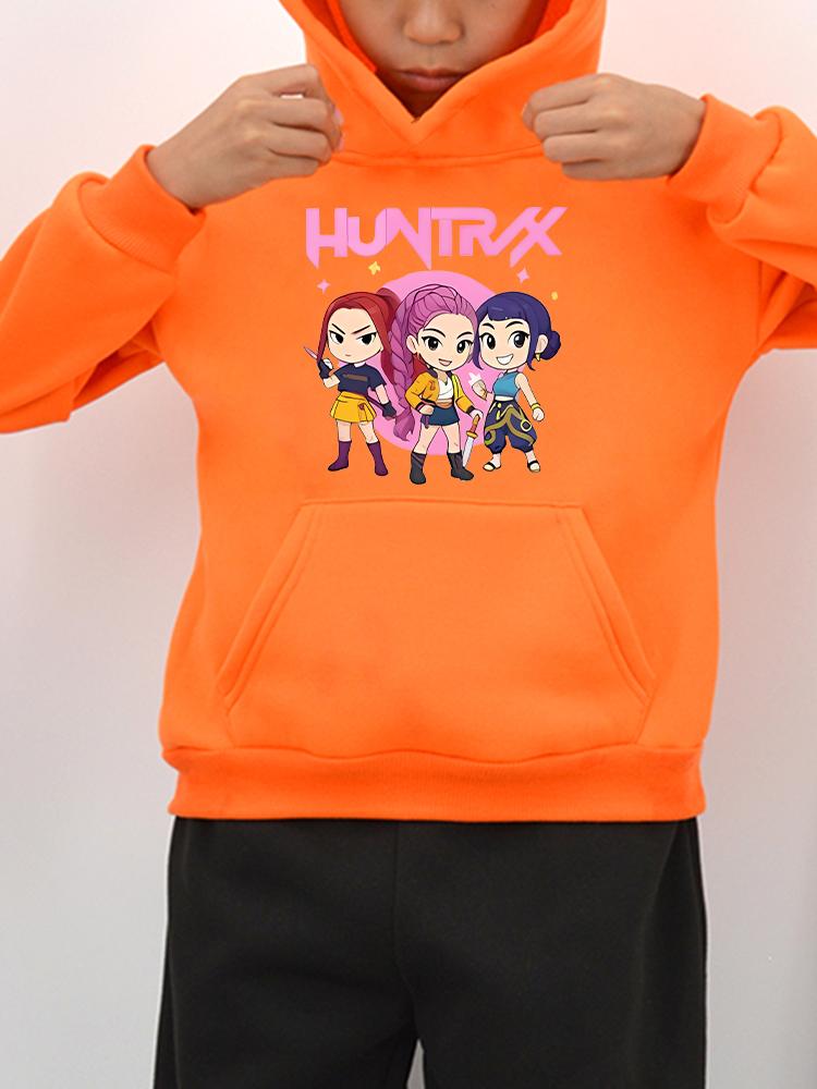 Autumn hoodies kpop demon hunters print Fleece sweatshirt  Jacket Cartoon pullover y2k sudadera anime hoodie kids clothes girls