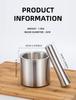 304 Stainless Steel Manual Garlic Press Set with Cylindrical Mortar for Home Garlic Crushing, Paste Making and Grinding