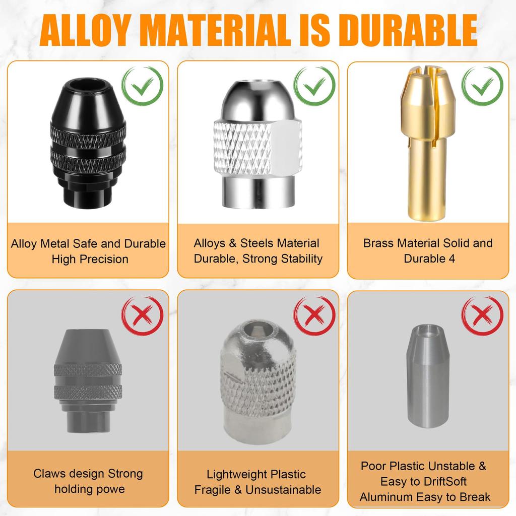 Mehrfachspannfutter 15-teiliges Set Messing Spannmutter-Kit Set Ersatz Schnellwechsel-Spannfutter ohne Schlüssel Rotierendes Werkzeug Zubehör