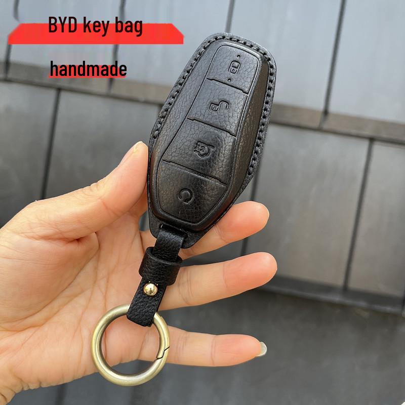 

BYD Dolphin, Seagull, Song Plus DMI, Tang, Destroyer, Seal, and Han Leather Key Case Yellow-Brown Textured Leather