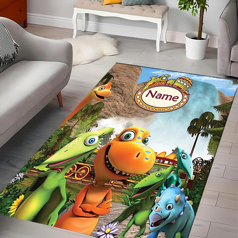 Custom Personalization Dinosaur Train Area Rug - Perfect For Kitchen, Bathroom,Laundry Room Decor Large Size Available,Gift All Seasons