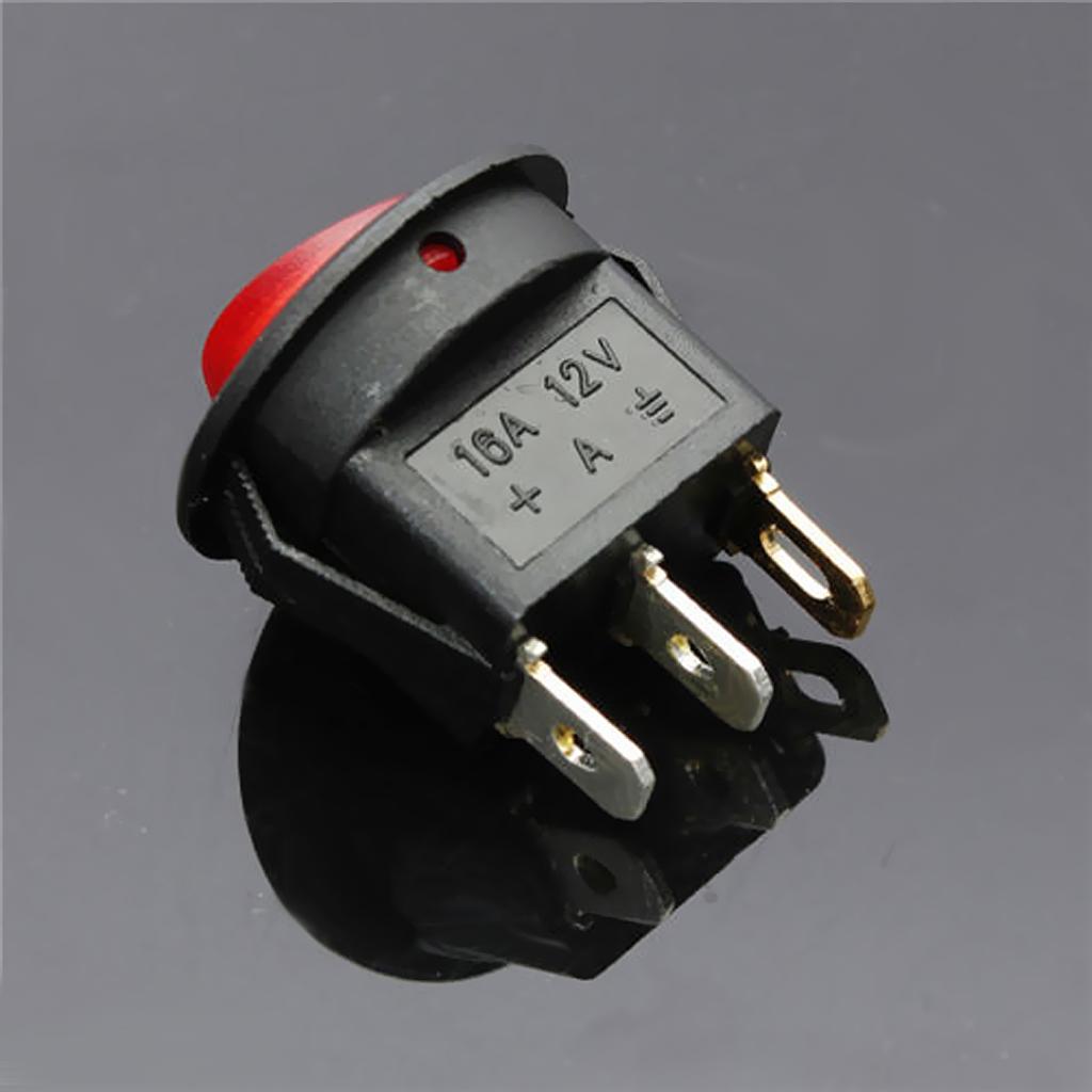 6A/10V/250 Round Toggle Control 3 Pin Switch Red