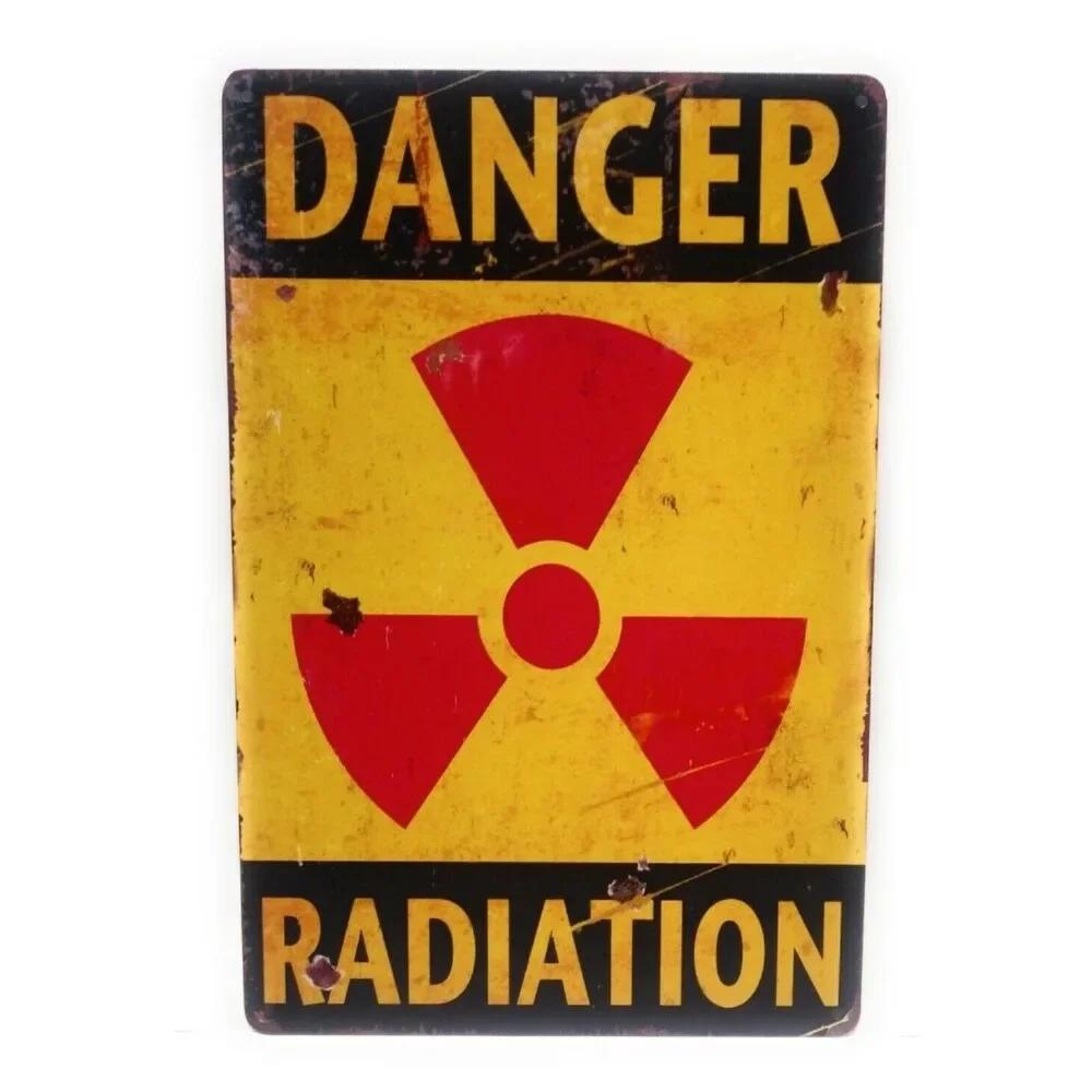 Опасность: Радиация – Винтажная металлическая жестяная предупреждающая табличка 20x30cm
