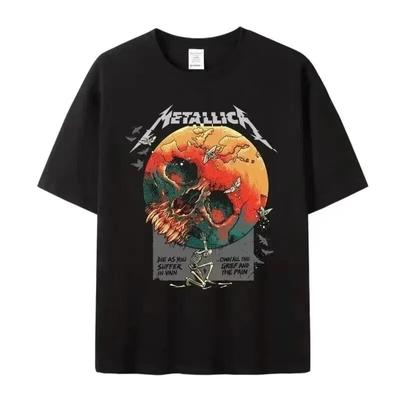 Summer Unisex T-Shirt Vintage Metal Rock Lightning Print Cotton Top Oversized T-Shirt Women T-Shirt Unisex Clothing