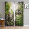 Dinosaur Jungle Curtain Window Tulle Living Room Bedroom Kitchen Chiffon Treatment Decorations Sheer For Sitting Made Of Polyester