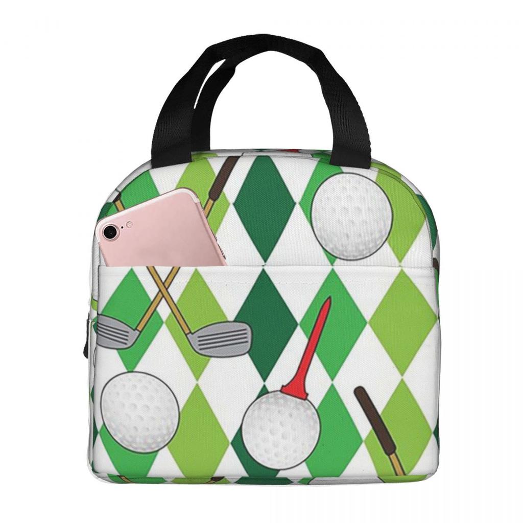Golf Ball Pattern Insulated Lunch Bag for Women Office Cooler Thermal Food Box Tote Portable Lunch Boxes Container