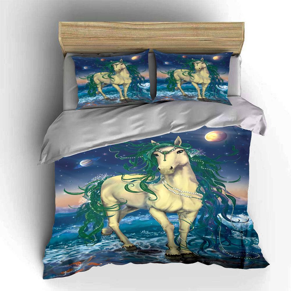 Unicorn, Stars, Planets, Ocean. Bedding Sets Duvet Cover Sets Duvet Covers Pillowcases(1 * Duvet Cover 2 * Pillowcases, Without Duvet Insert)