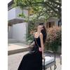 Solid color dress women's new Korean gentle suspender holiday style sweet skirt waist thin temperament long dress