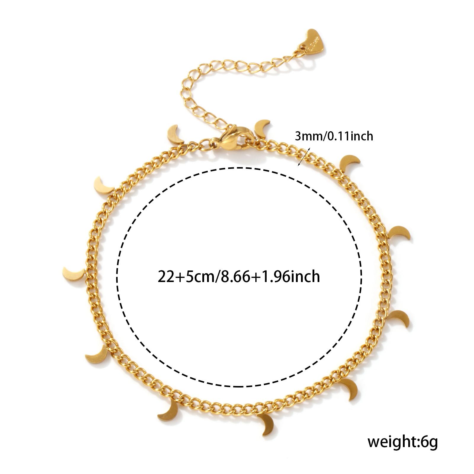 

304 Stainless Steel Curb Link Chain Anklet 18K Gold Plated Butterfly Star Charms For Women Foot Jewelry Summer Gift 22cm long