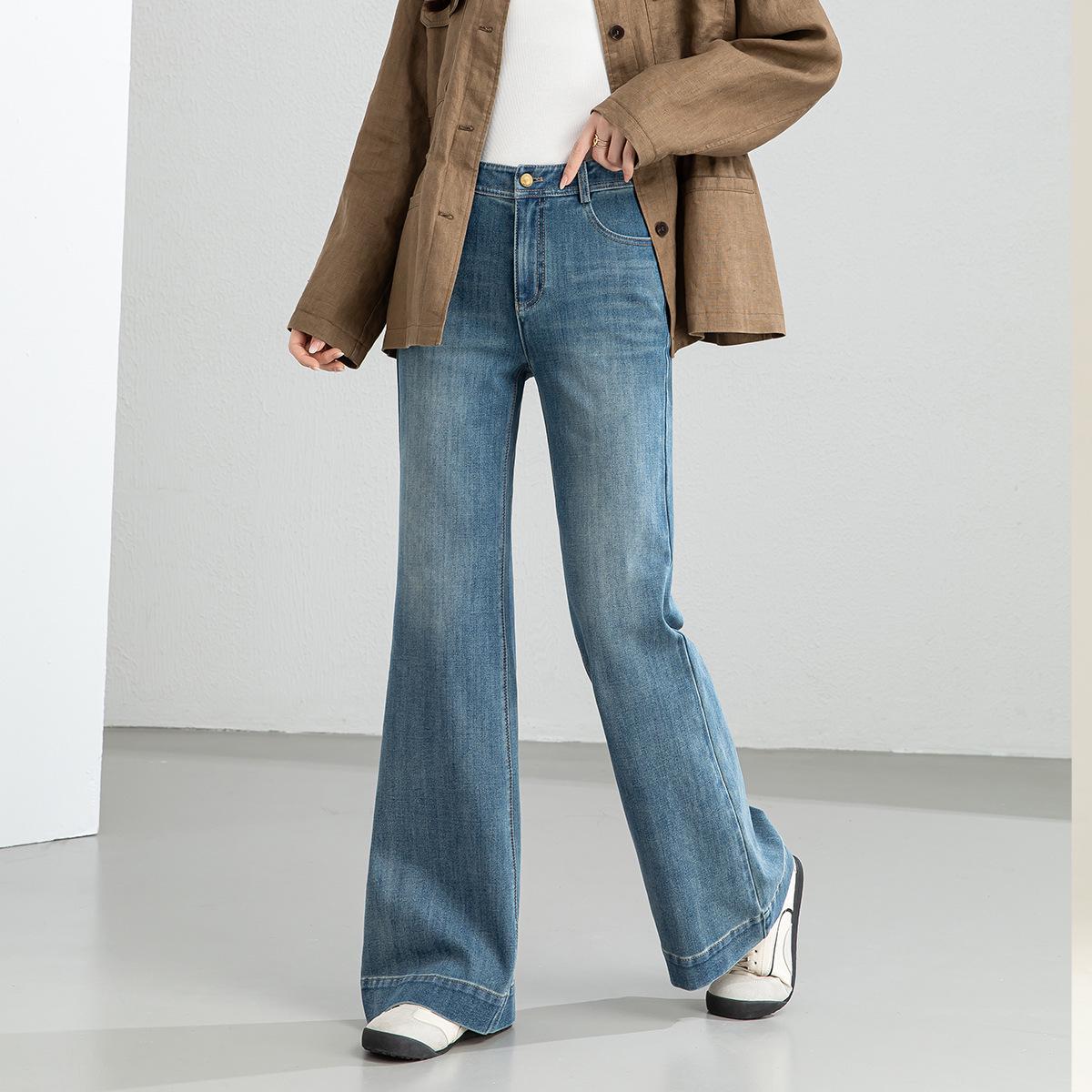 Yi Fei Women s High Waist Flare Jeans, Spring 2026 Retro Stretch Bell Bottoms 27