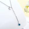 Personality Clavicle Chain Tassel Pendant  Sterling Silver Blue Star Moon Choker Neck Chain Necklace for Women  Kolye