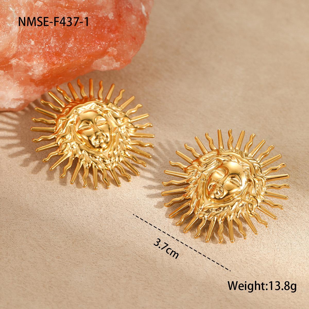 GEMCHIC Women s Vintage Sun Goddess Retro Earrings, Exaggerated Fashion Stud Earrings for Women, 18K Gold Plated Stainless Steel