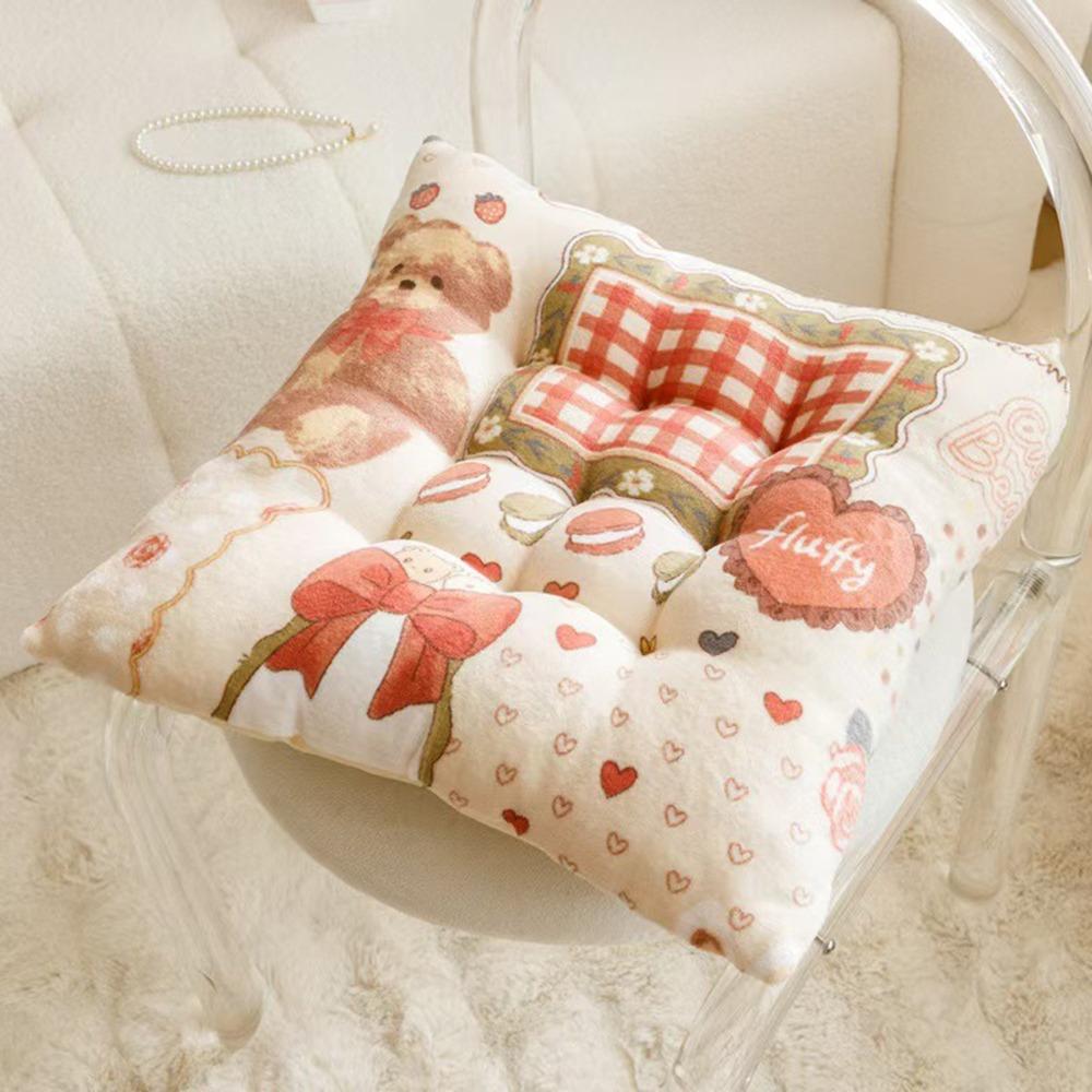 Plush Seat Cushion Square Stool Cushion Cute Back Cushion  for Home&Office