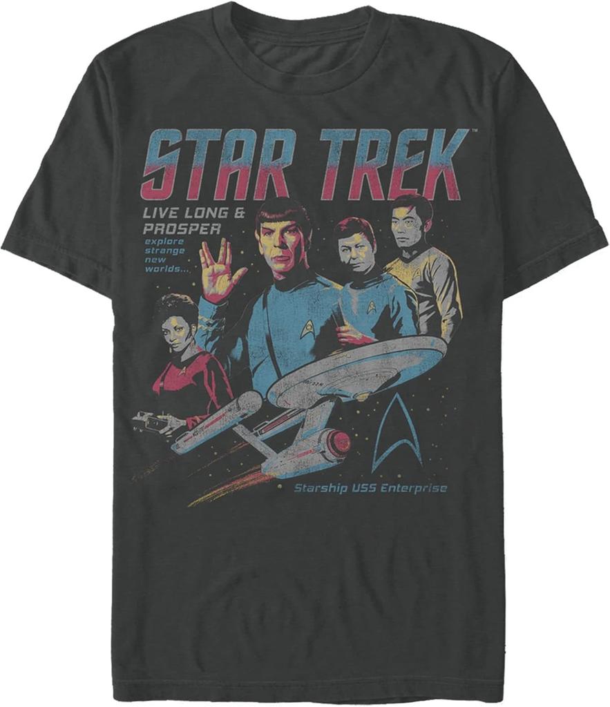 Men's Star Trek_ The Original Series Vintage Poster Explore Strange New Worlds T-Shirt