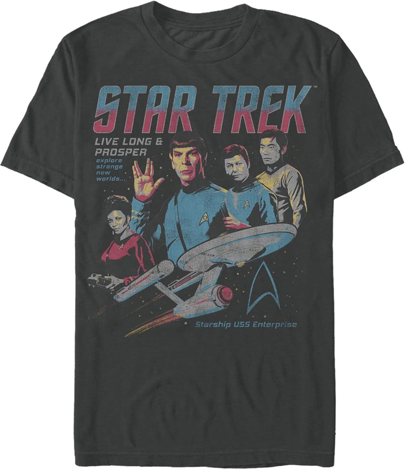Men s Star Trek_ The Original Series Vintage Poster Explore Strange New Worlds T-Shirt XXXXXL чёрный