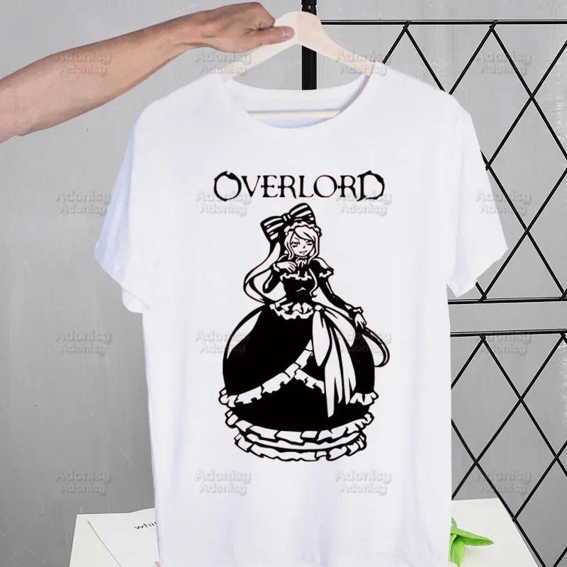 Overlord Anime Albedo T Shirts For Guys O-Neck Short Sleeve Ainz Ooal Gown Momonga T-shirt Regular Men Hip-Hop Tee Shirt