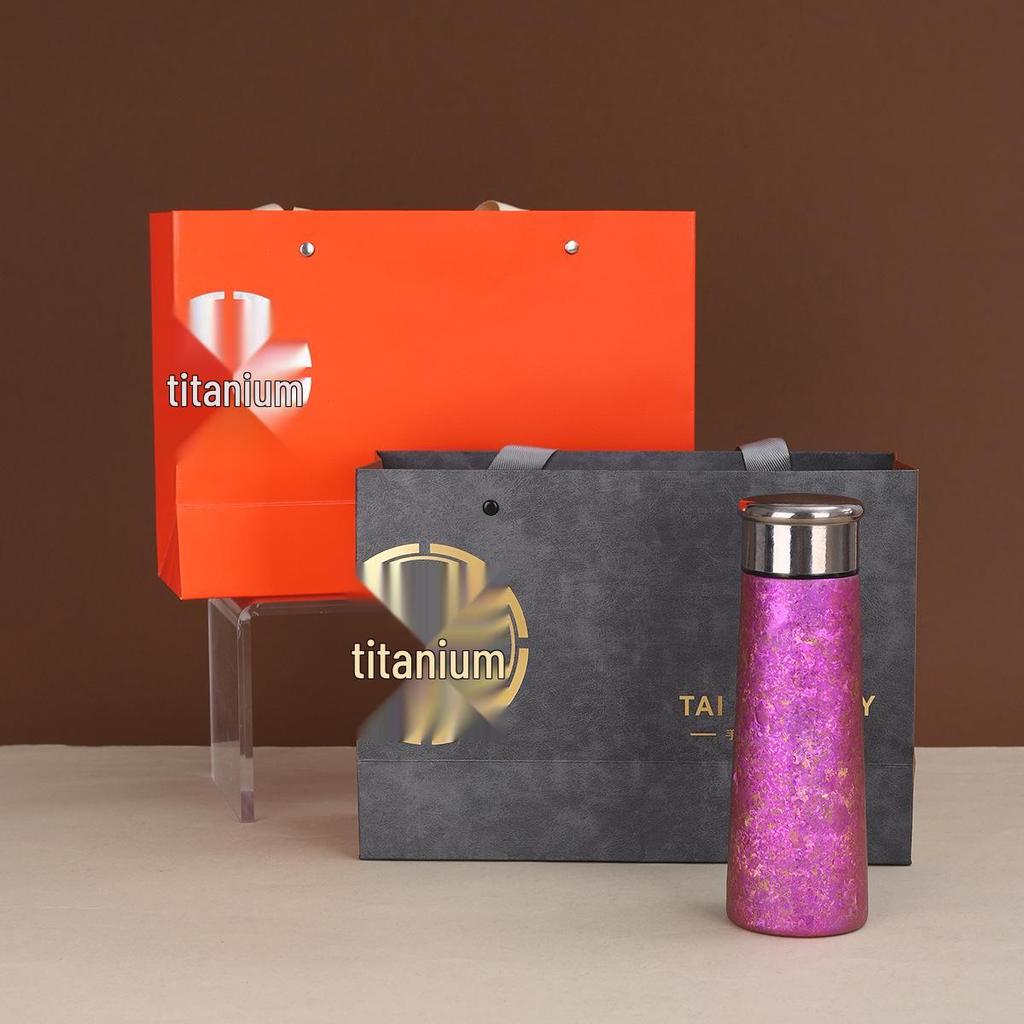 Compact Double-Walled Titanium Tea Infuser Cup with Gift Box - Portable, Thermal Vacuum Insulated for Steeping Tea
