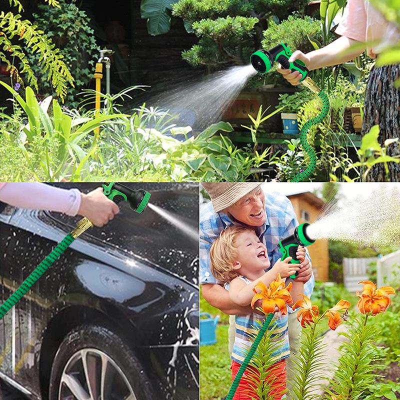 Gedeng 3x Telescopic High-Pressure Garden and Car Wash Water Hose Set with Spray Gun