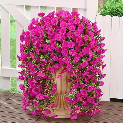 Fleurs Artificielles de Gloire du Matin Suspendues Plantes Artificielles Résistantes aux UV pour Jardin Extérieur Intérieur Mur Décor de Fête de Mariage Maison