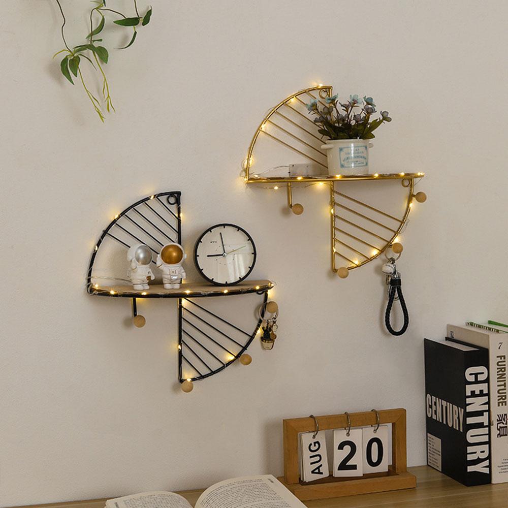 Modern Minimalist Creative Semi-Circular Rectangular Wall Shelf Living Room Office Color Wrought Iron Storage Multifunctional