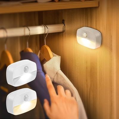 Intelligent LED Human Body Sensing Night Light, Bedside Toilet Corridor Wardrobe Wall Light AAA Battery Powered Cabinet Light
