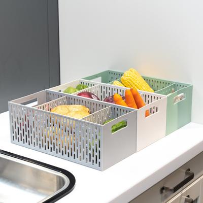 Storage Holder Compartment Handle Design Arranged Neatly Fruit Separated Drain Basket for Kitchen