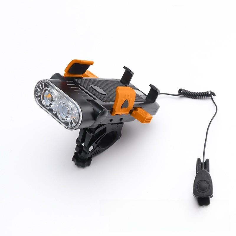 

Bicycle Light Four In One Horn With Phone Mount For Mountain And Road Cycling Safety помаранчевий