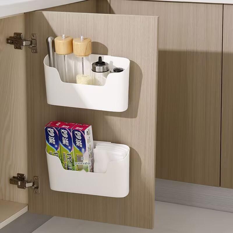 Wall-Mounted No-Punch Kitchen Cabinet Storage & Cling Film Rack