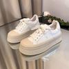Biscuit Shape Shoes Women's Niche Platform Height Increasing Women Shoes White Shoes Women's New Fashion Casual Board Shoes Women's Platform Shoes