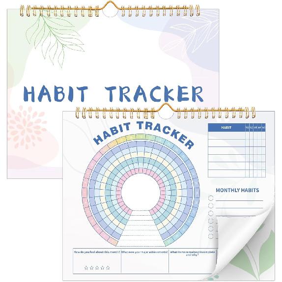 Habit Tracker Calendar, 7.8 x 9.8 Inch Goal Tracker Stay Focused for Goal Setting & Productivity Daily Habit Tracker Journal Productivity Tool School Color