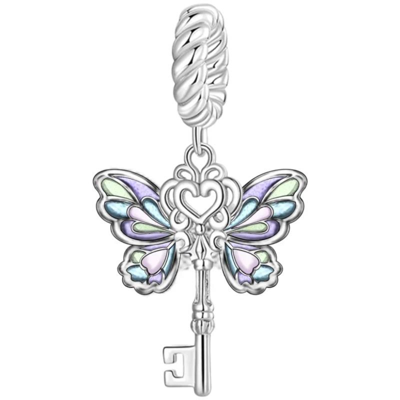 Copper Blue Series Moon Plane Space Series Glass Beads Clip Charm Fit Original Bracelet Bangle Jewelry Gift