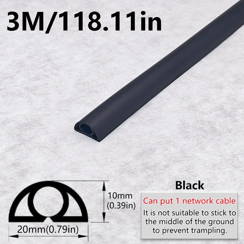 1PC 1/3M Floor Cord Cover Sheaths PVC Flexible Electrical Conduit Cable Protectors Self-adhesive Cable Hiders for Floors